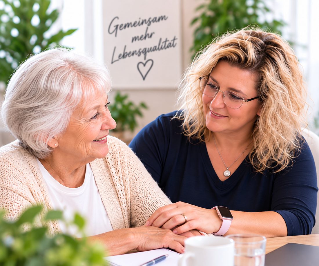 Jenny Backes im Gespräch mit einer Seniorin